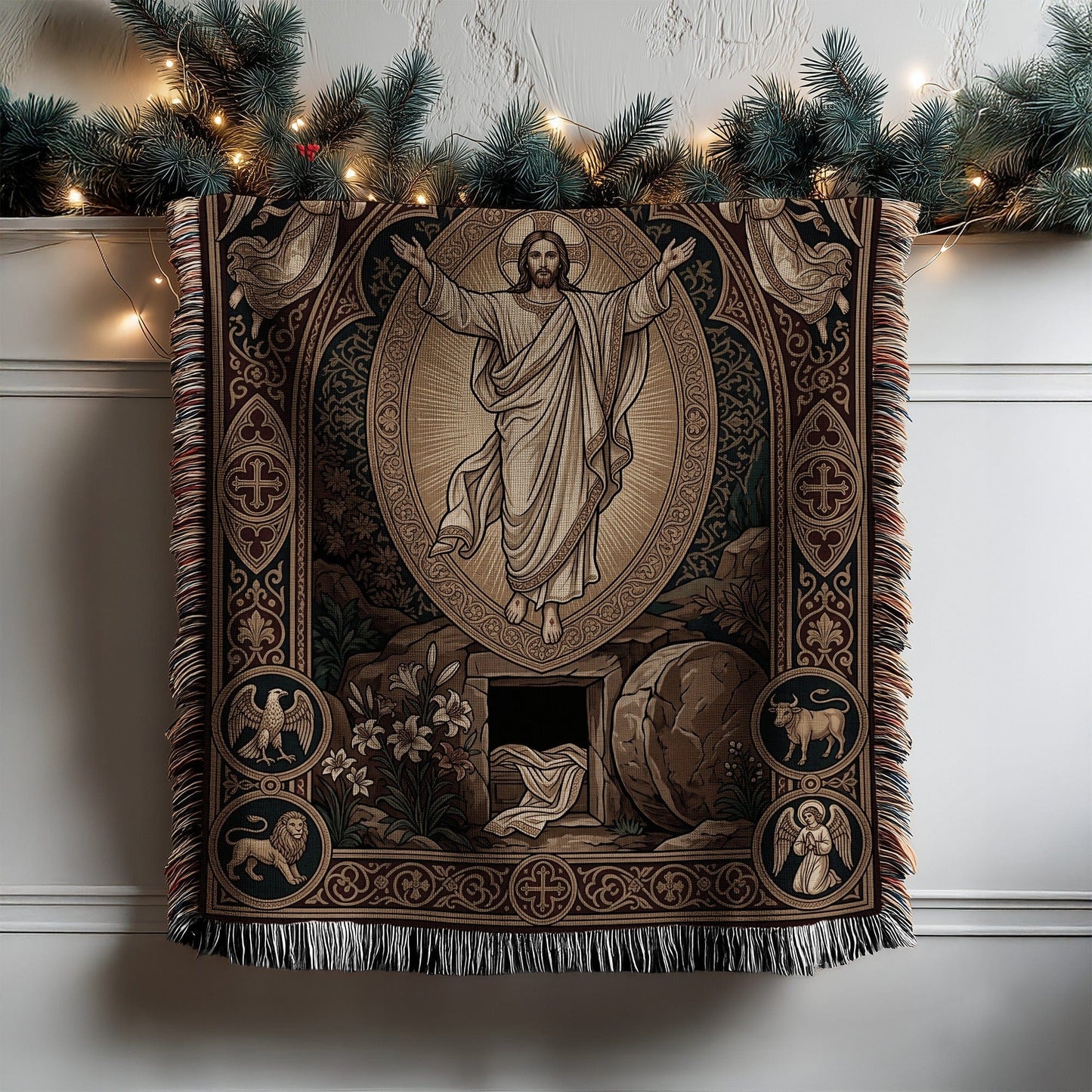 Detailed Religious Themed Jesus Resurrection Blanket