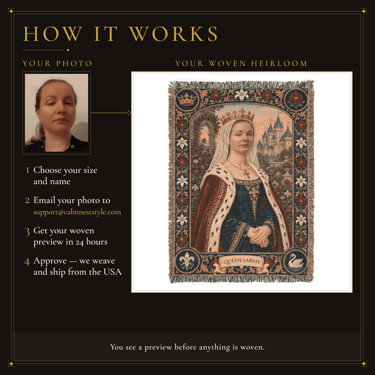 MyDesigns The Rose Queen I Your Portrait, Woven jacquard woven blanket