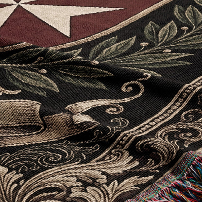 CalmNestStyle Order of Malta Heritage Crest Gold Woven Blanket jacquard woven blanket