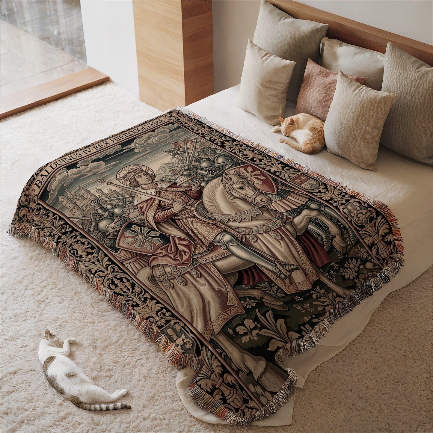 Medieval Knight and Horse Tapestry Bed Throw