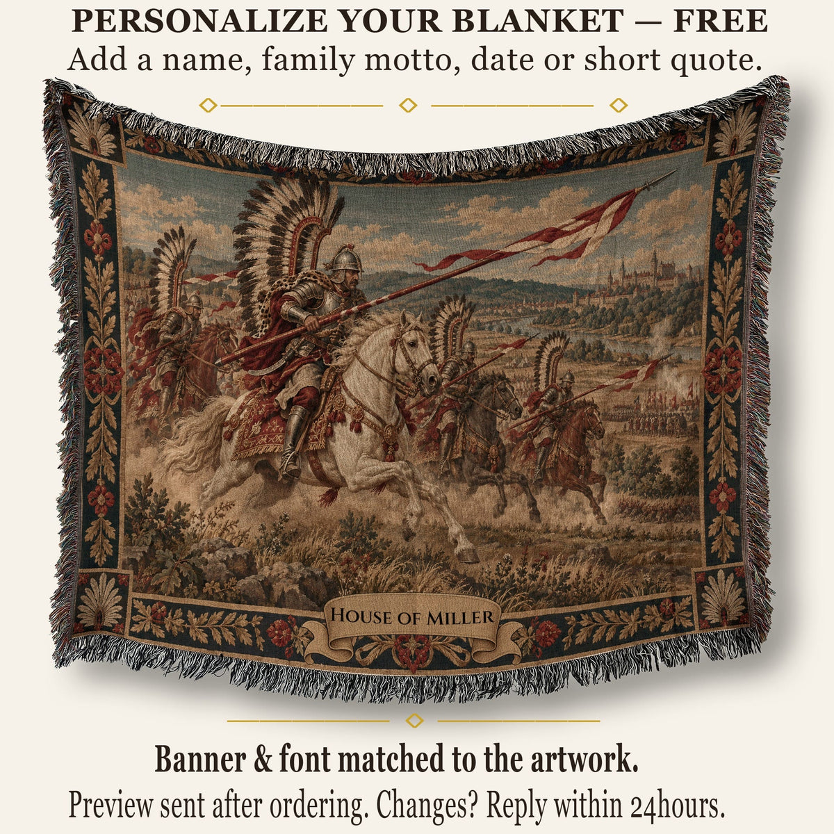 CalmNestStyle The Winged Hussars jacquard woven blanket