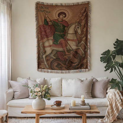 Saint George Defeating Dragon Tapestry Wall Art
