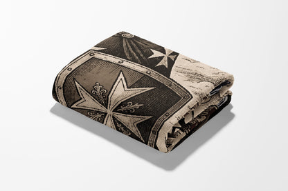 CalmNestStyle Hospitaller Knight II With Banner In Hoc Signo Vinces Woven Blanket jacquard woven blanket