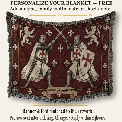 MyDesigns Medieval Wall Hanging – Templar Knight Duel Woven Blanket jacquard woven blanket