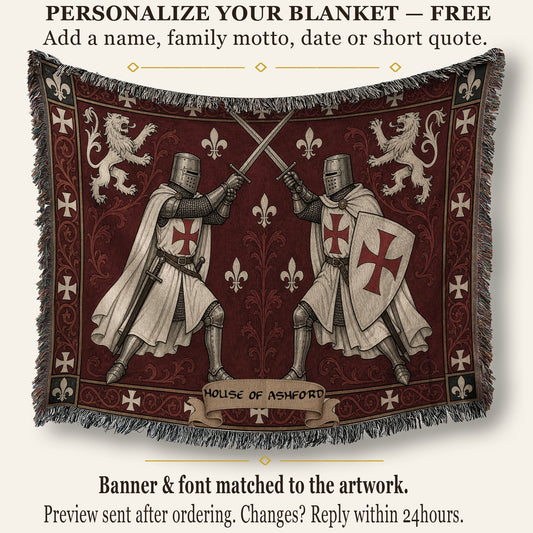 MyDesigns Medieval Wall Hanging – Templar Knight Duel Woven Blanket jacquard woven blanket