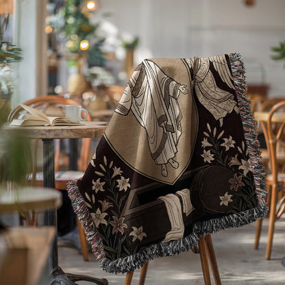 Religious Floral Design Throw Blanket for Cozy Comfort