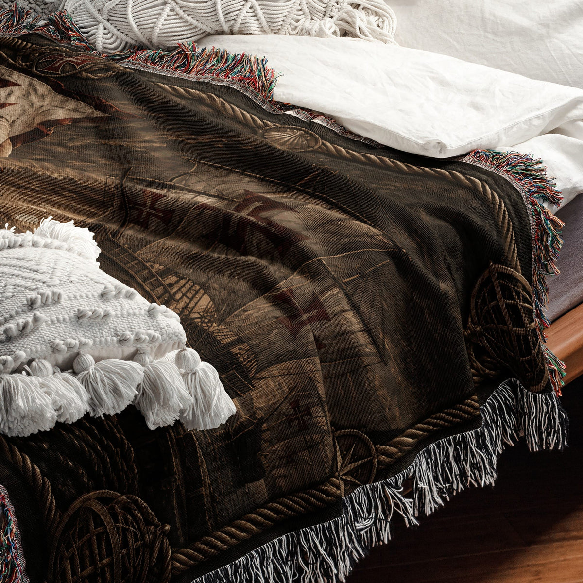 MyDesigns Order of Christ – The Caravel at the Quay jacquard woven blanket