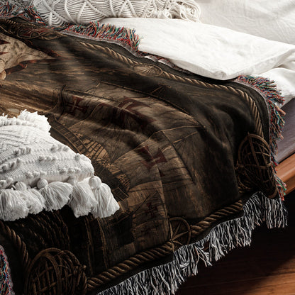 MyDesigns Order of Christ – The Caravel at the Quay jacquard woven blanket