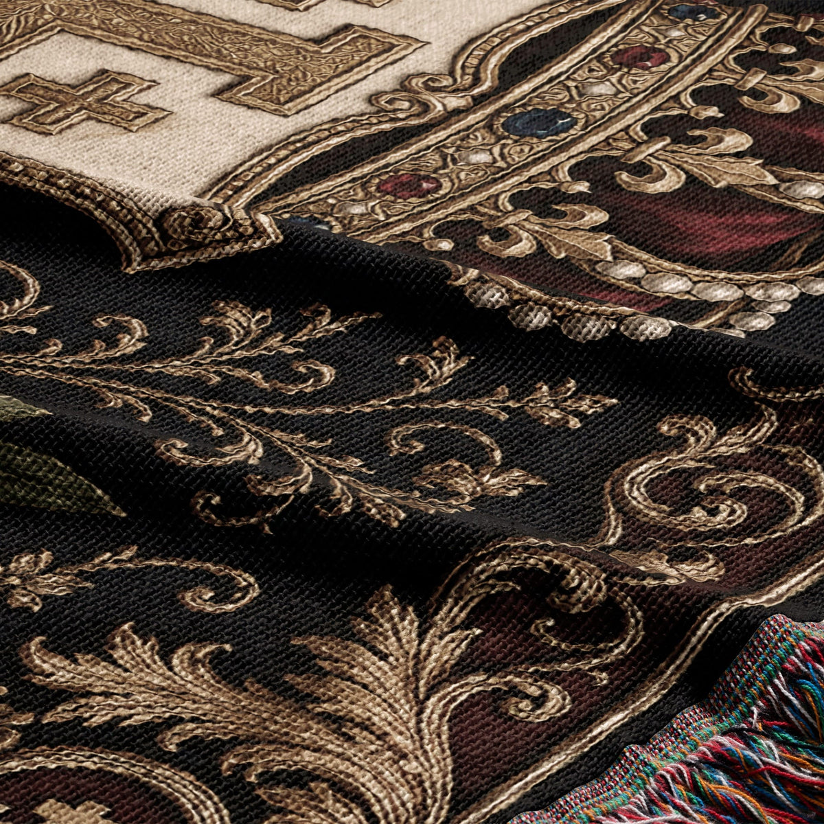 CalmNestStyle Order of Jerusalem Crest I Royal Navy jacquard woven blanket
