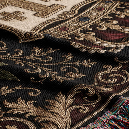 CalmNestStyle Order of Jerusalem Crest I Royal Navy jacquard woven blanket