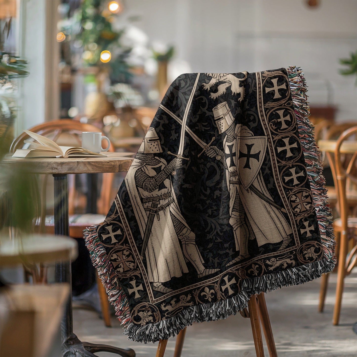 Medieval Knights Tapestry Design on Decorative Blanket