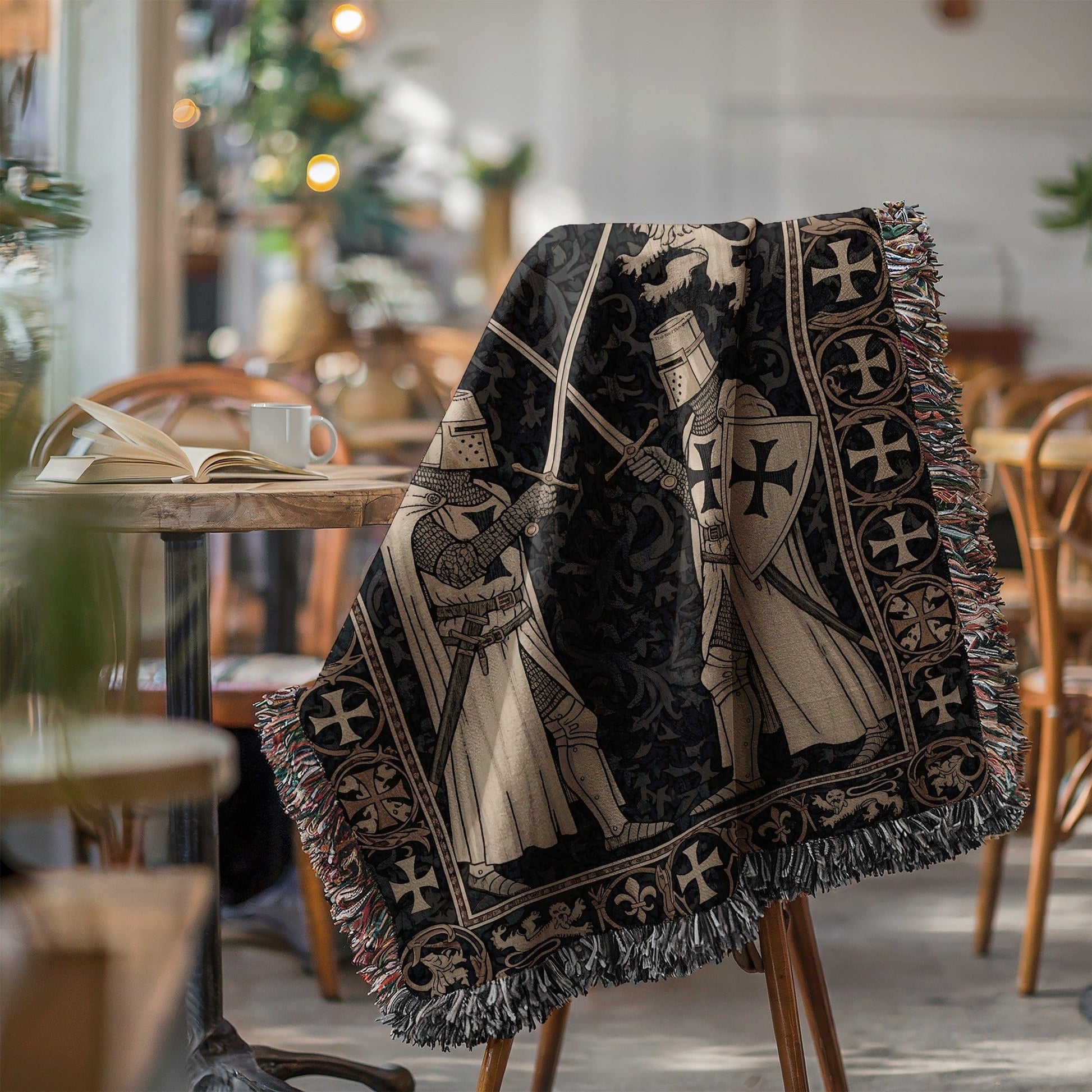 Medieval Knights Tapestry Design on Decorative Blanket