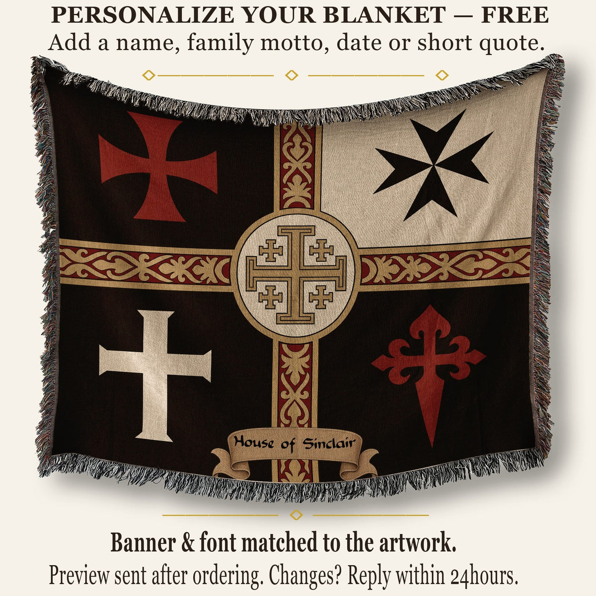 MyDesigns Ancient Orders I Night jacquard woven blanket