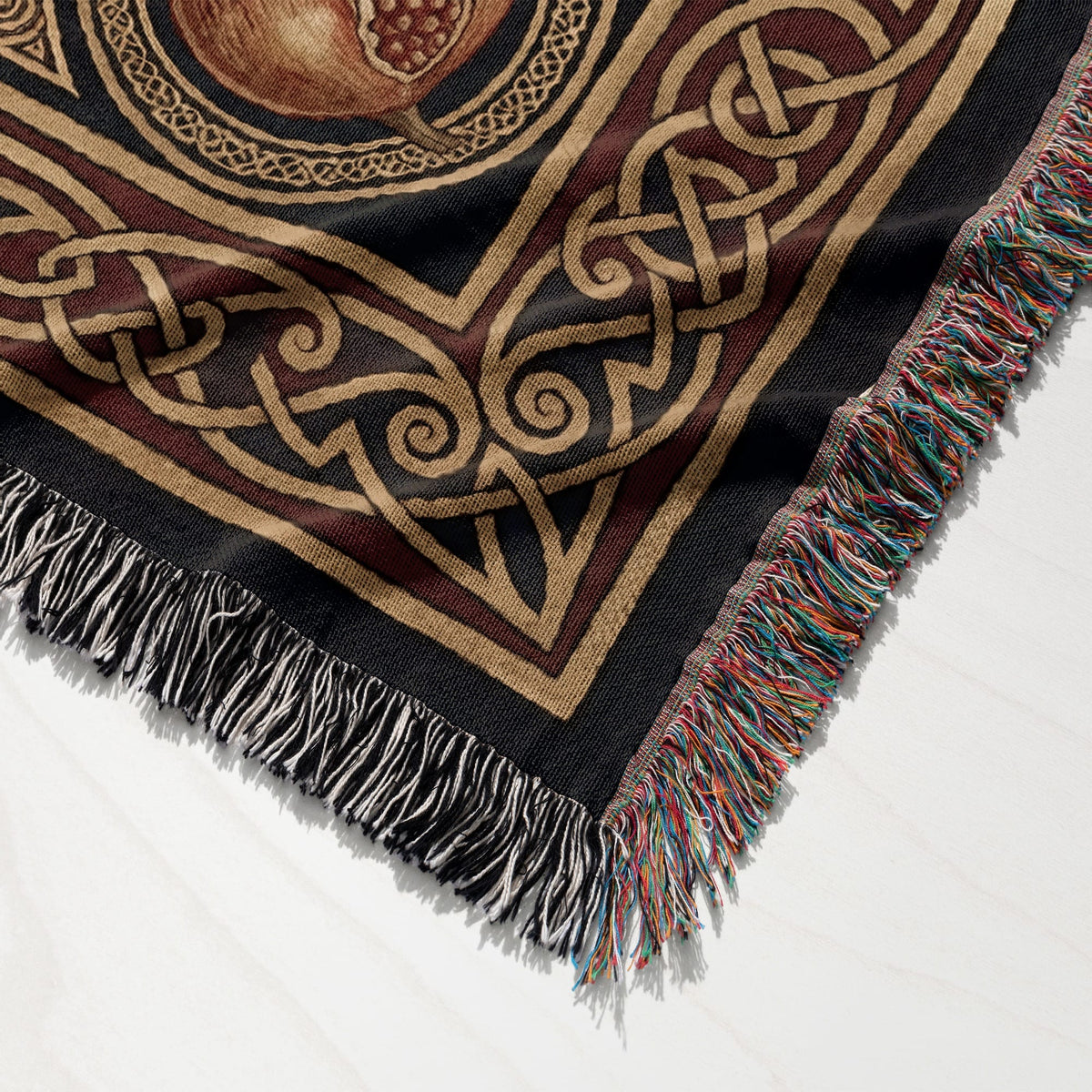 CalmNestStyle Cross with Vine and Celtic Knots jacquard woven blanket