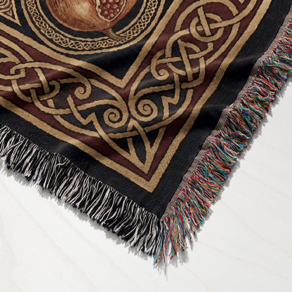 CalmNestStyle Cross with Vine and Celtic Knots jacquard woven blanket