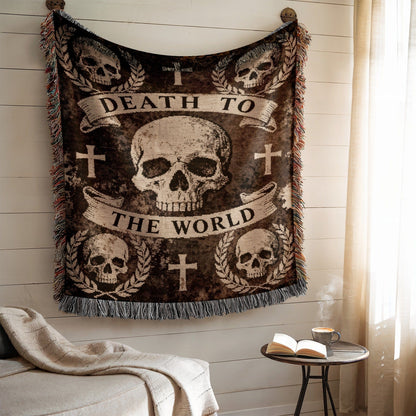 Death to the World Skull and Crosses Wall Hanging