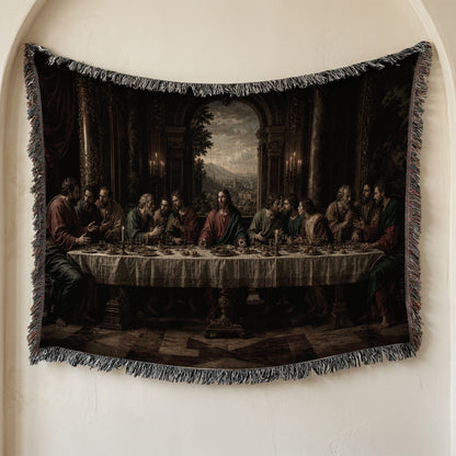 MyDesigns Jesus and Disciples Woven Wall Hanging – Dark Renaissance Hall, Cotton Throw jacquard woven blanket