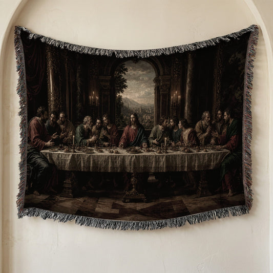 MyDesigns Jesus and Disciples Woven Wall Hanging – Dark Renaissance Hall, Cotton Throw jacquard woven blanket