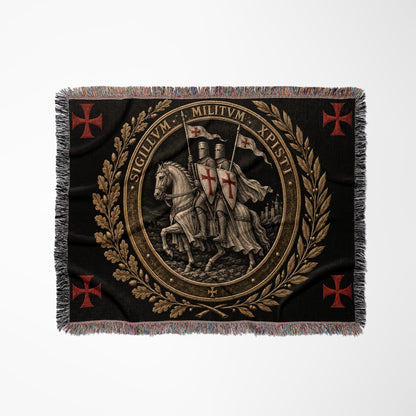 CalmNestStyle Sigillum Militum Xpisti Templar Seal in Silver jacquard woven blanket