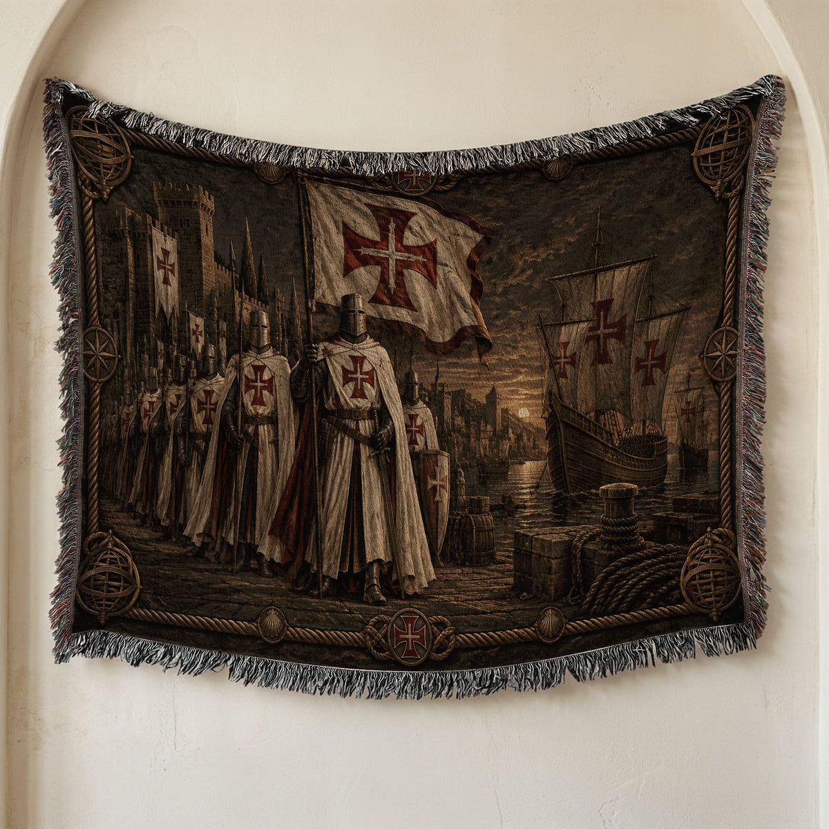 MyDesigns Order of Christ – The Caravel at the Quay jacquard woven blanket