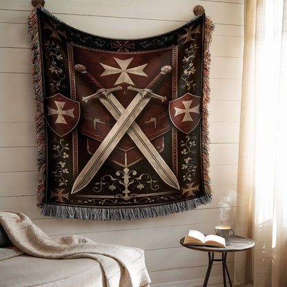 Medieval Crossed Swords and Shields Tapestry Wall Art