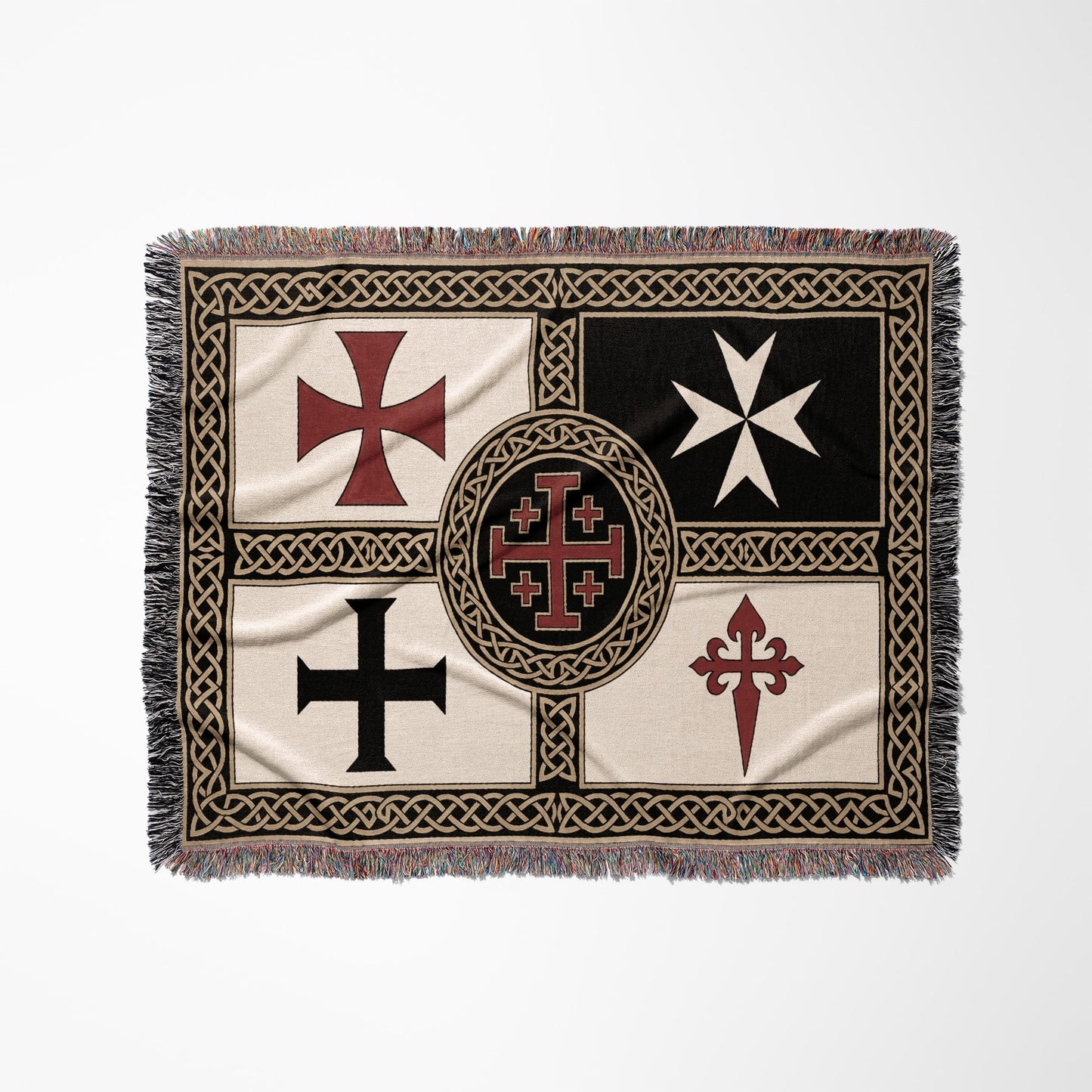 MyDesigns Medieval Tapestry Blanket – Order of Santiago & Crusader Orders Woven Throw jacquard woven blanket