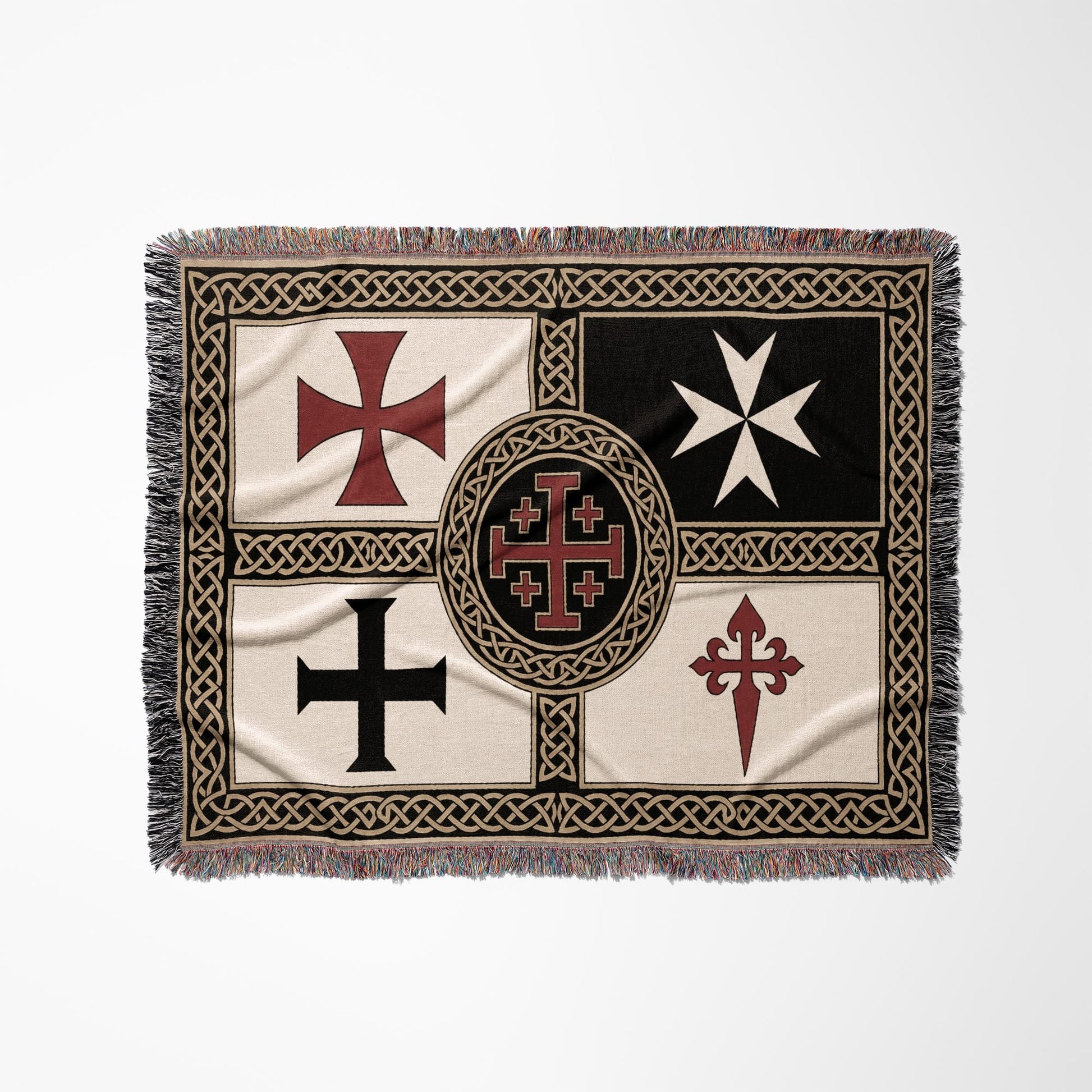 MyDesigns Medieval Tapestry Blanket – Order of Santiago & Crusader Orders Woven Throw jacquard woven blanket