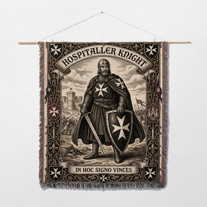 CalmNestStyle Hospitaller Knight In Hoc Signo Vinces Vintage Woven Blanket jacquard woven blanket