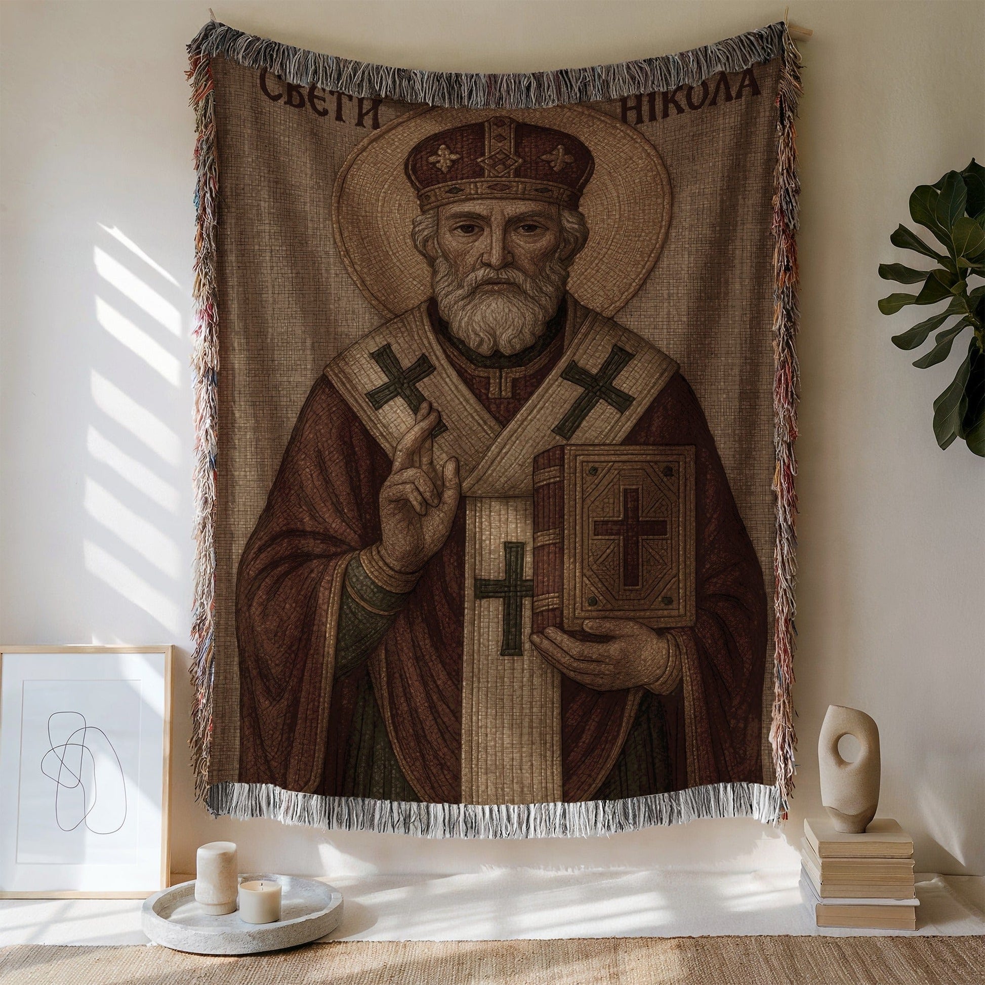 Saint Nicholas Religious Wall Hanging Tapestry