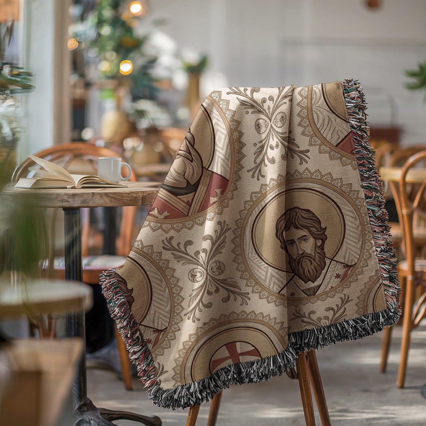 Decorative tapestry with intricate classical pattern