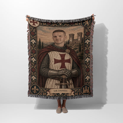 MyDesigns The Templar's Vow I Your Knight Portrait jacquard woven blanket