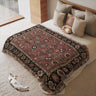 Red Central Floral Elements Elegant Border Design Woven Blanket