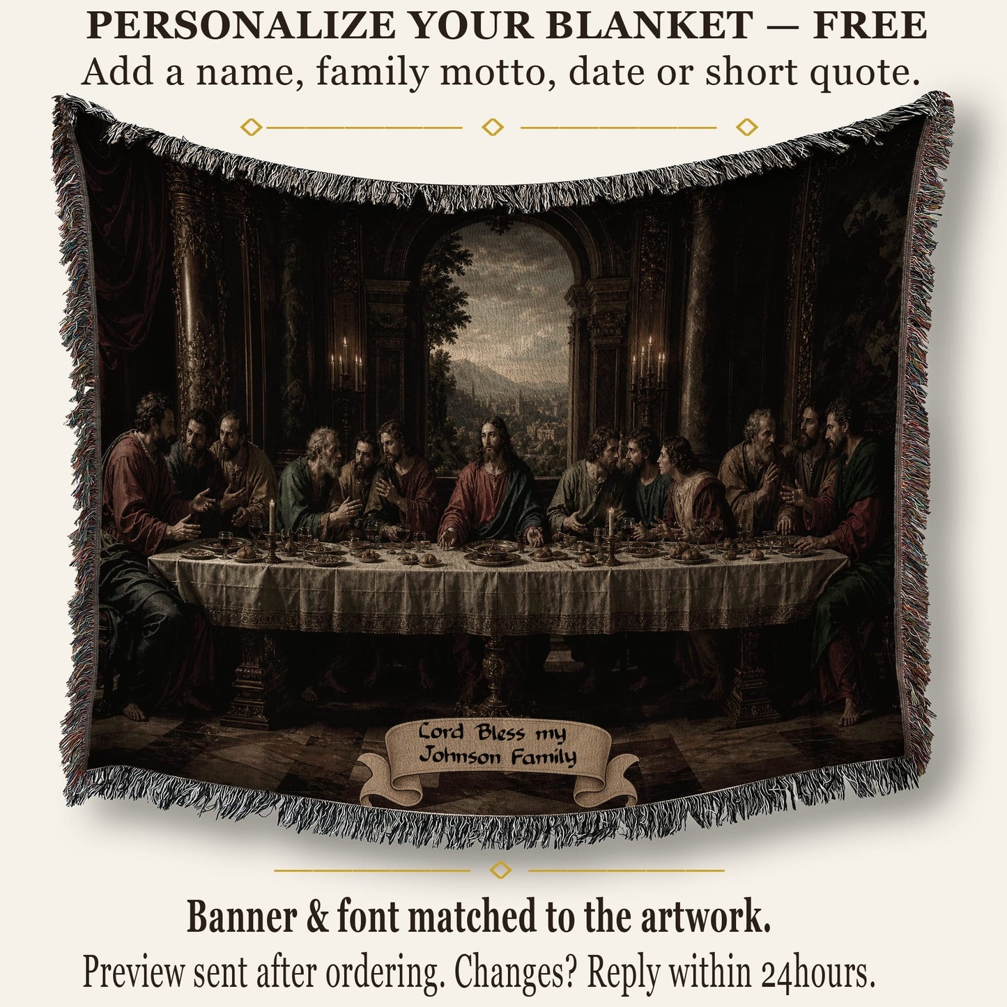 MyDesigns Jesus and Disciples Woven Wall Hanging – Dark Renaissance Hall, Cotton Throw jacquard woven blanket