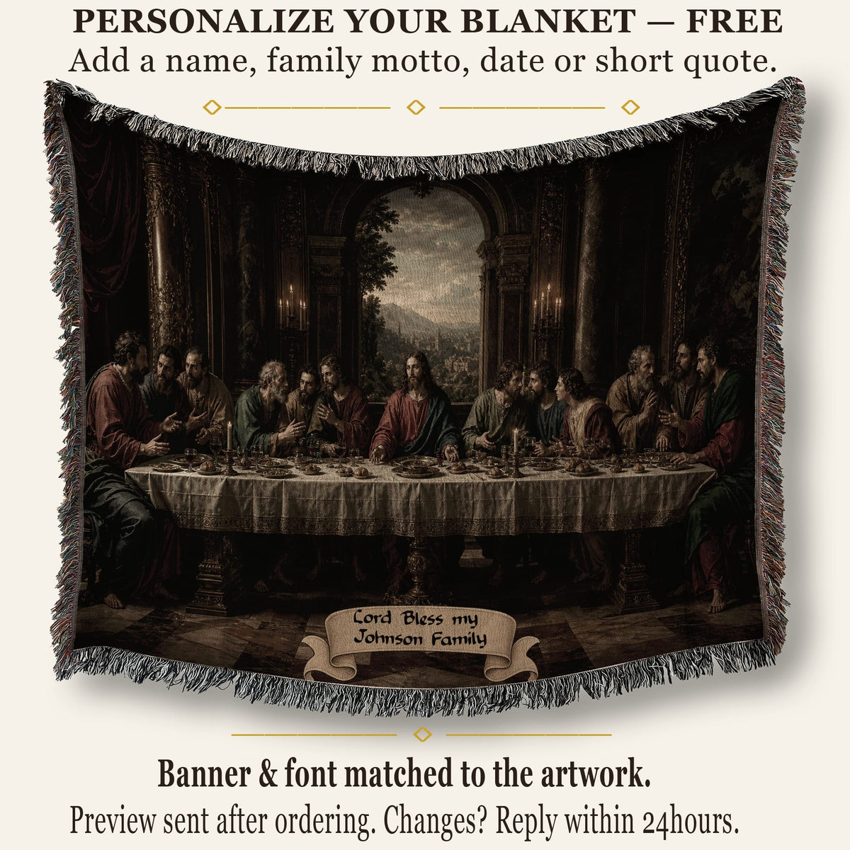 MyDesigns Jesus and Disciples Woven Wall Hanging – Dark Renaissance Hall, Cotton Throw jacquard woven blanket