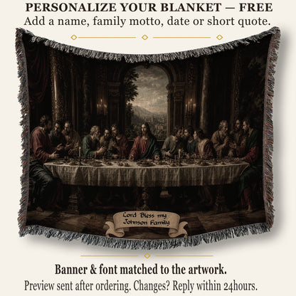 MyDesigns Jesus and Disciples Woven Wall Hanging – Dark Renaissance Hall, Cotton Throw jacquard woven blanket