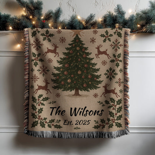 Personalized Christmas Tree Design Blanket