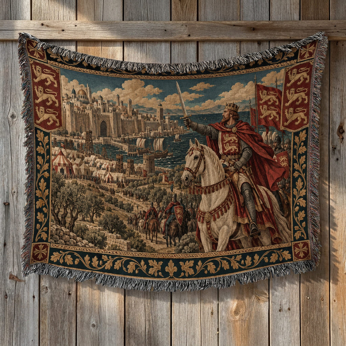 CalmNestStyle Richard the Lionheart on Horseback jacquard woven blanket
