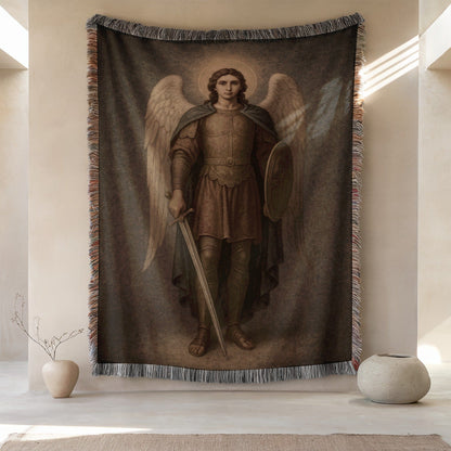 Angelic Warrior with Shield and Sword Tapestry