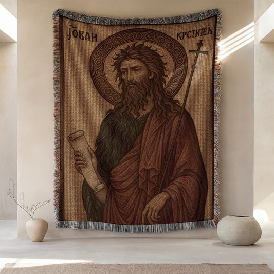 Intricately Detailed Religious Iconography Tapestry