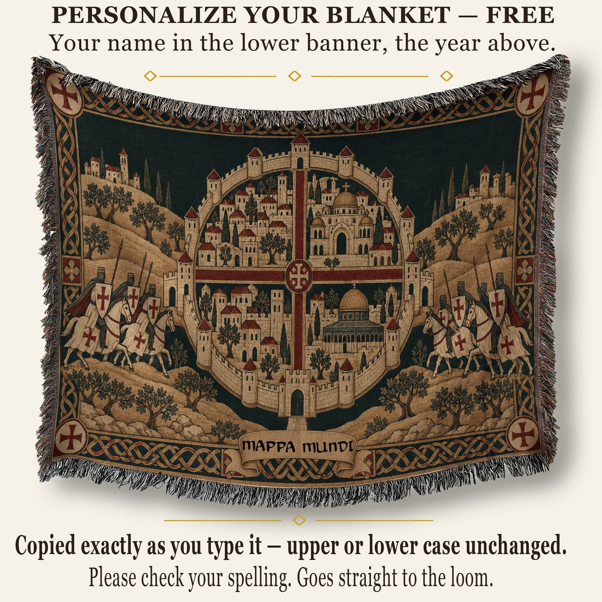 CalmNestStyle Crusader Jerusalem Round Map I Golden Sky jacquard woven blanket