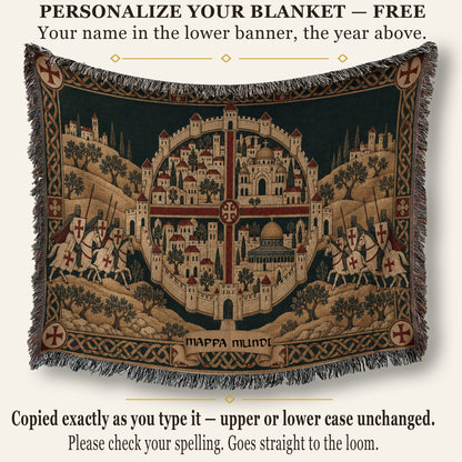 CalmNestStyle Crusader Jerusalem Round Map I Golden Sky jacquard woven blanket