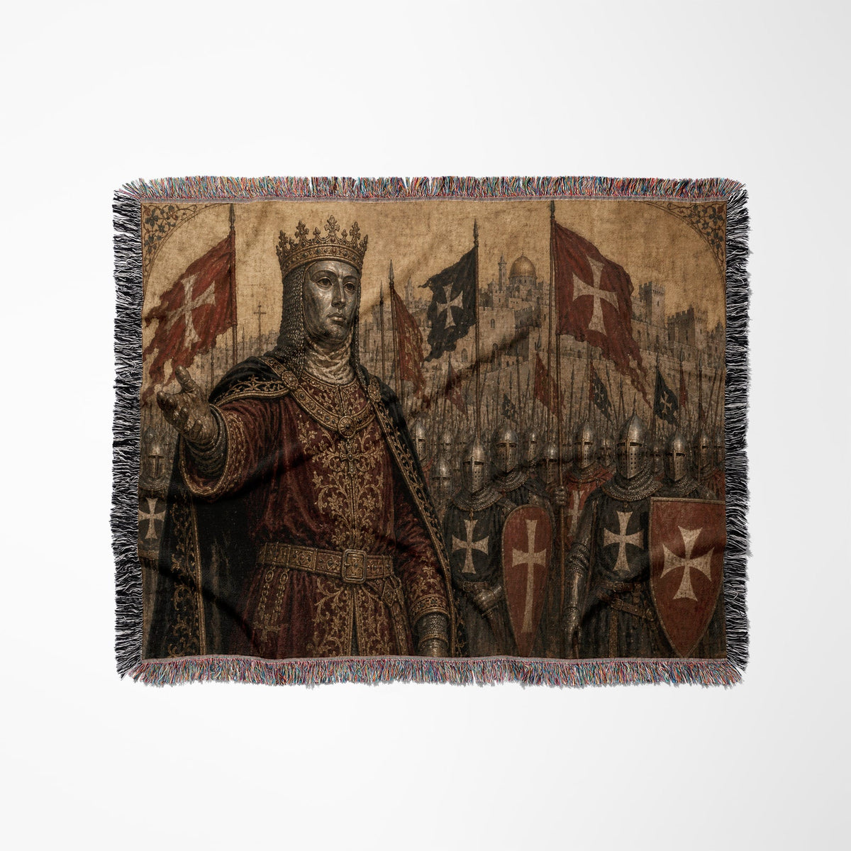 CalmNestStyle Baldwin IV and the Templar Army jacquard woven blanket