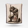 Knight Praying Sword Red Cross Helmet Religious Templar Woven Blanket