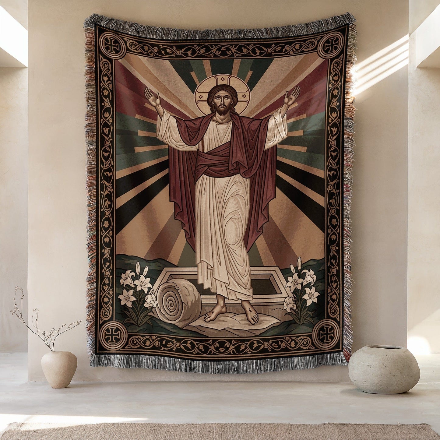 Divine Jesus Christ Resurrection Tapestry Wall Hanging Decor