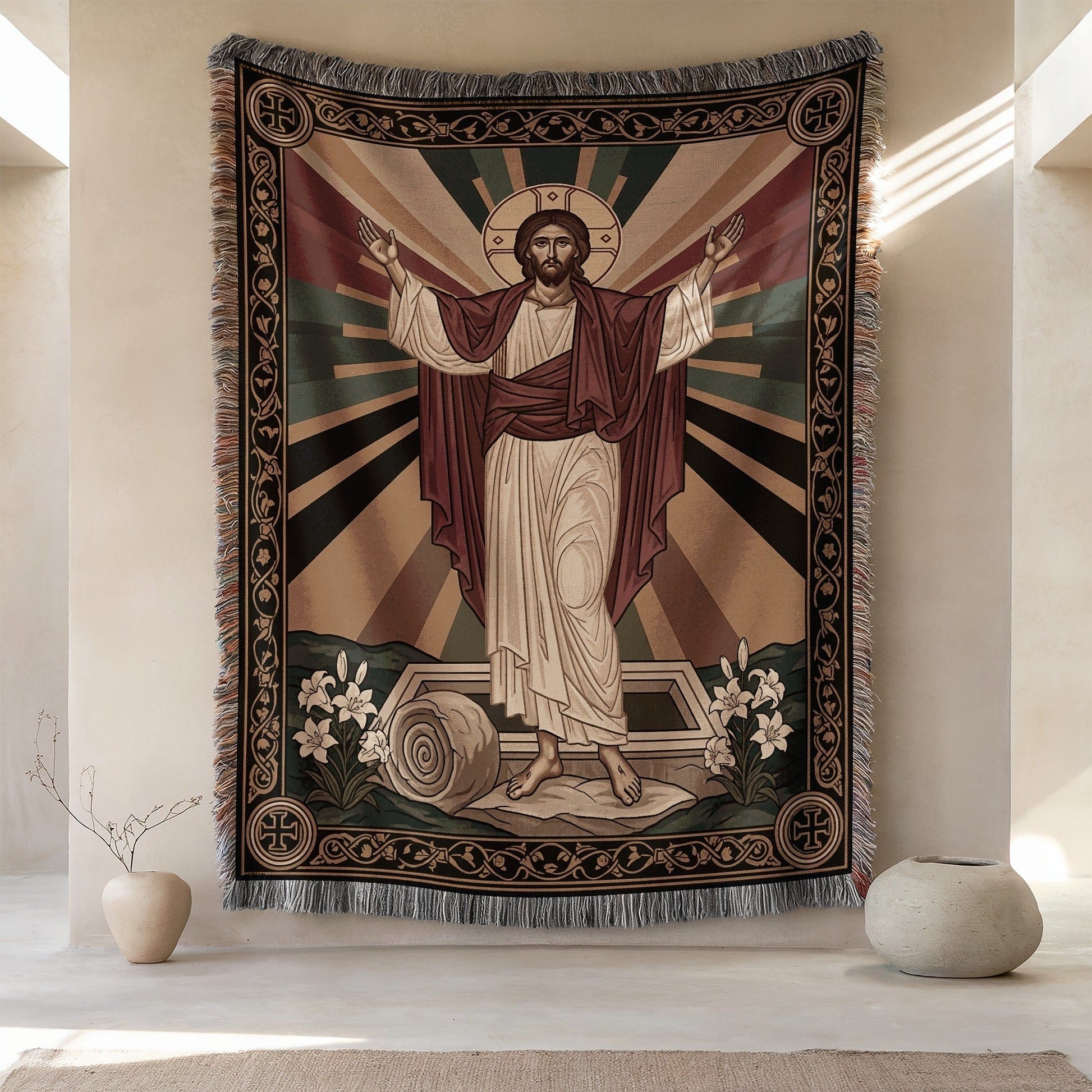 Divine Jesus Christ Resurrection Tapestry Wall Hanging Decor