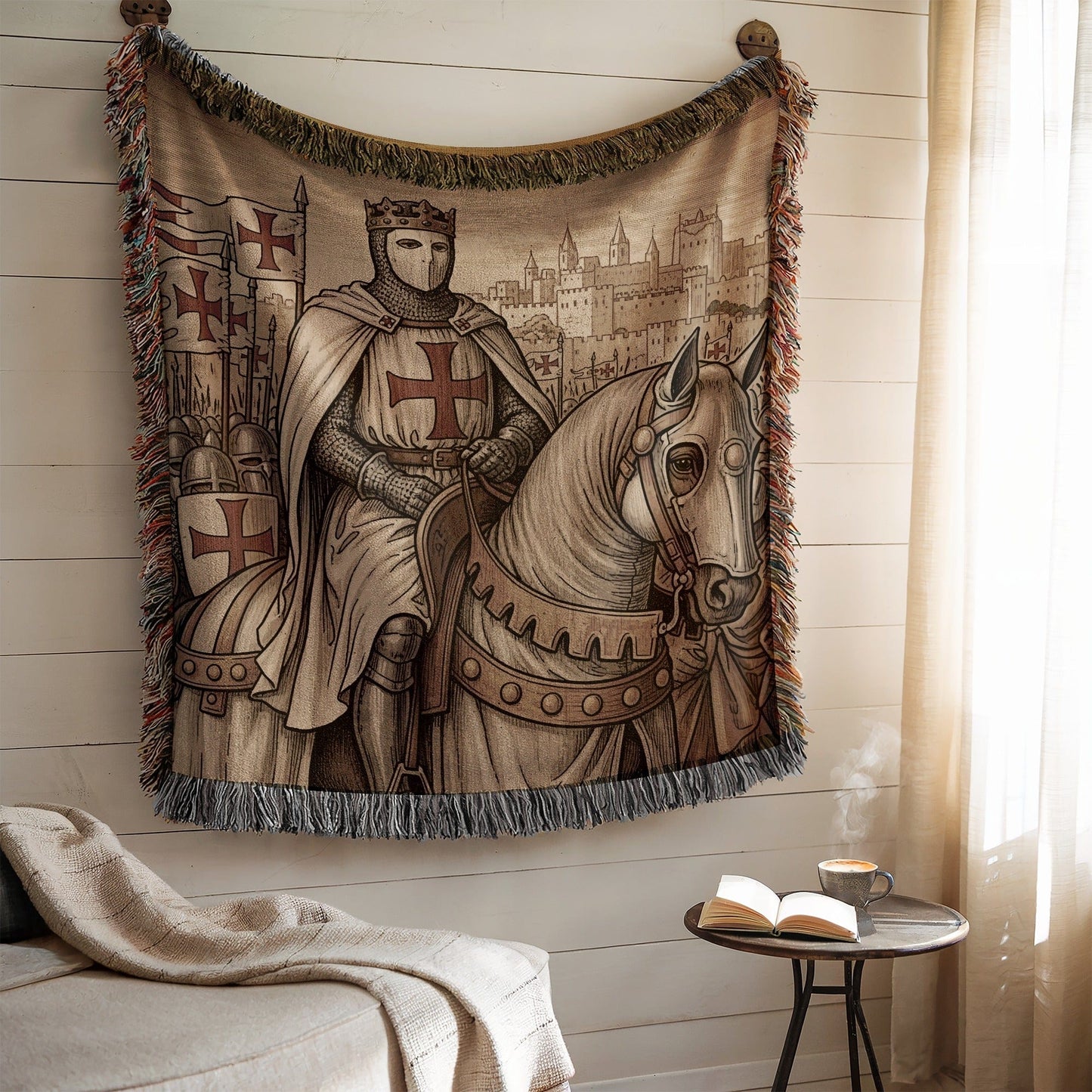 Medieval Knight and Horse Tapestry Wall Hanging Art