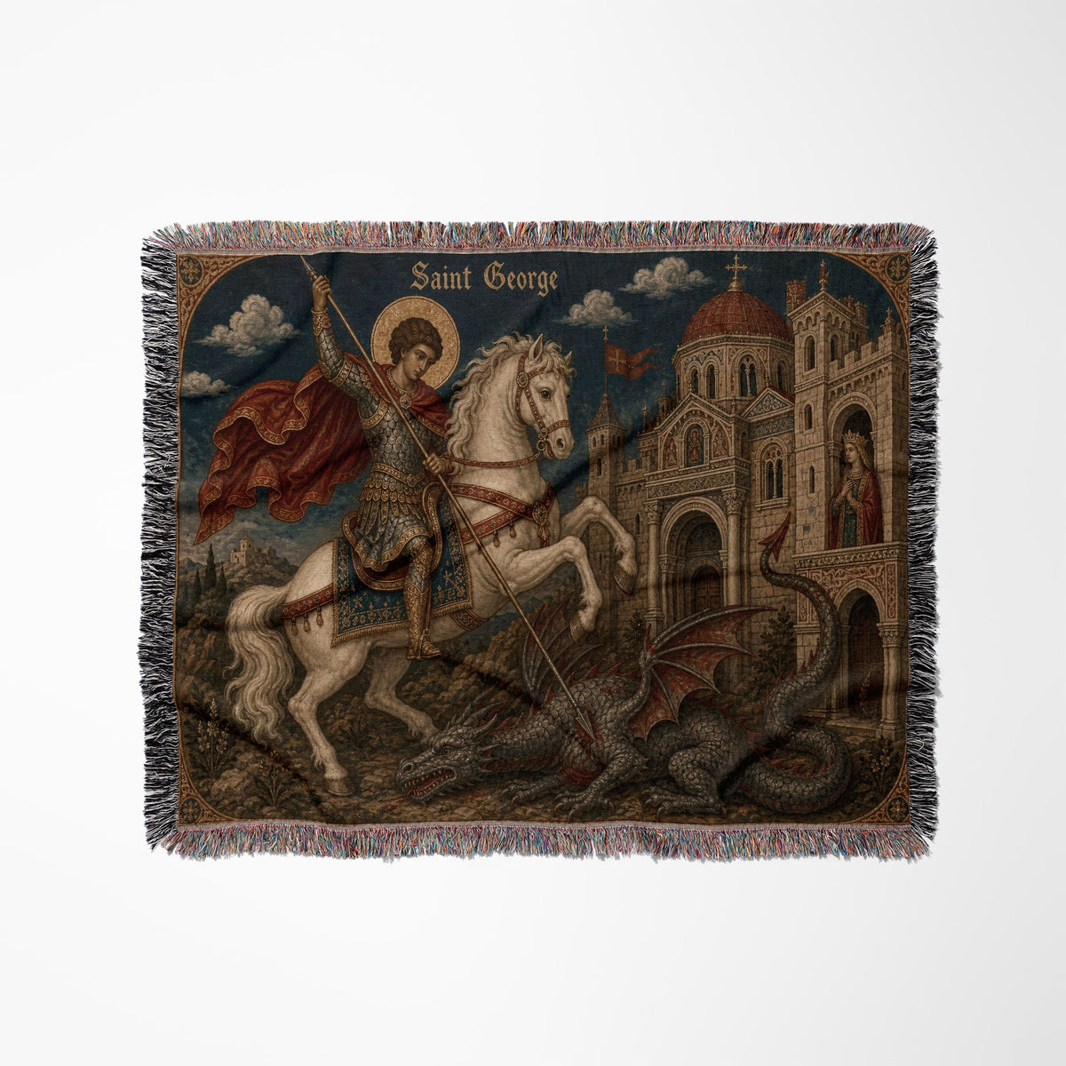 CalmNestStyle Saint George The Arched Icon jacquard woven blanket