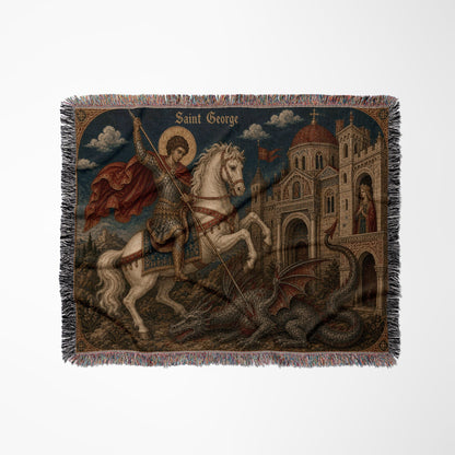 CalmNestStyle Saint George The Arched Icon jacquard woven blanket