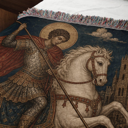 CalmNestStyle Saint George Greek Orthodox Icon jacquard woven blanket