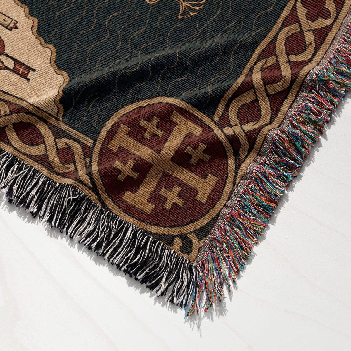 CalmNestStyle Crusader Sea Route Map I Knight with Banner jacquard woven blanket